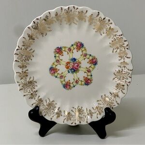 1950s Vtg Discontinued Franklinware Ivory Warranted 22k Gold Bread Plate